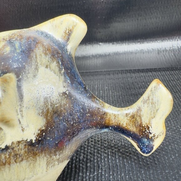 Vintage Hand Made Stoneware Pottery Piranha Fish Figurine Brown Glaze Figure VTG - Picture 4 of 12